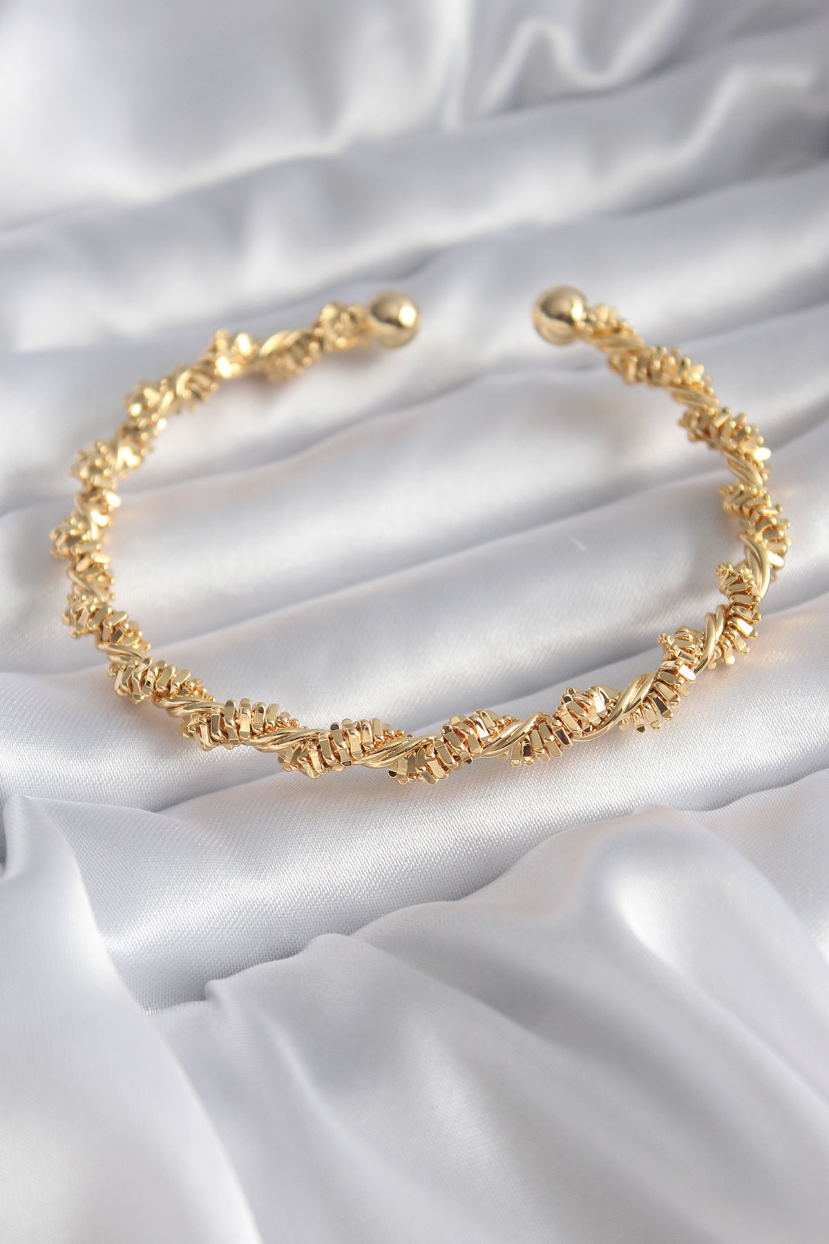 316L Çelik Gold Renk Sarmal Dorika Model Kadın Bileklik