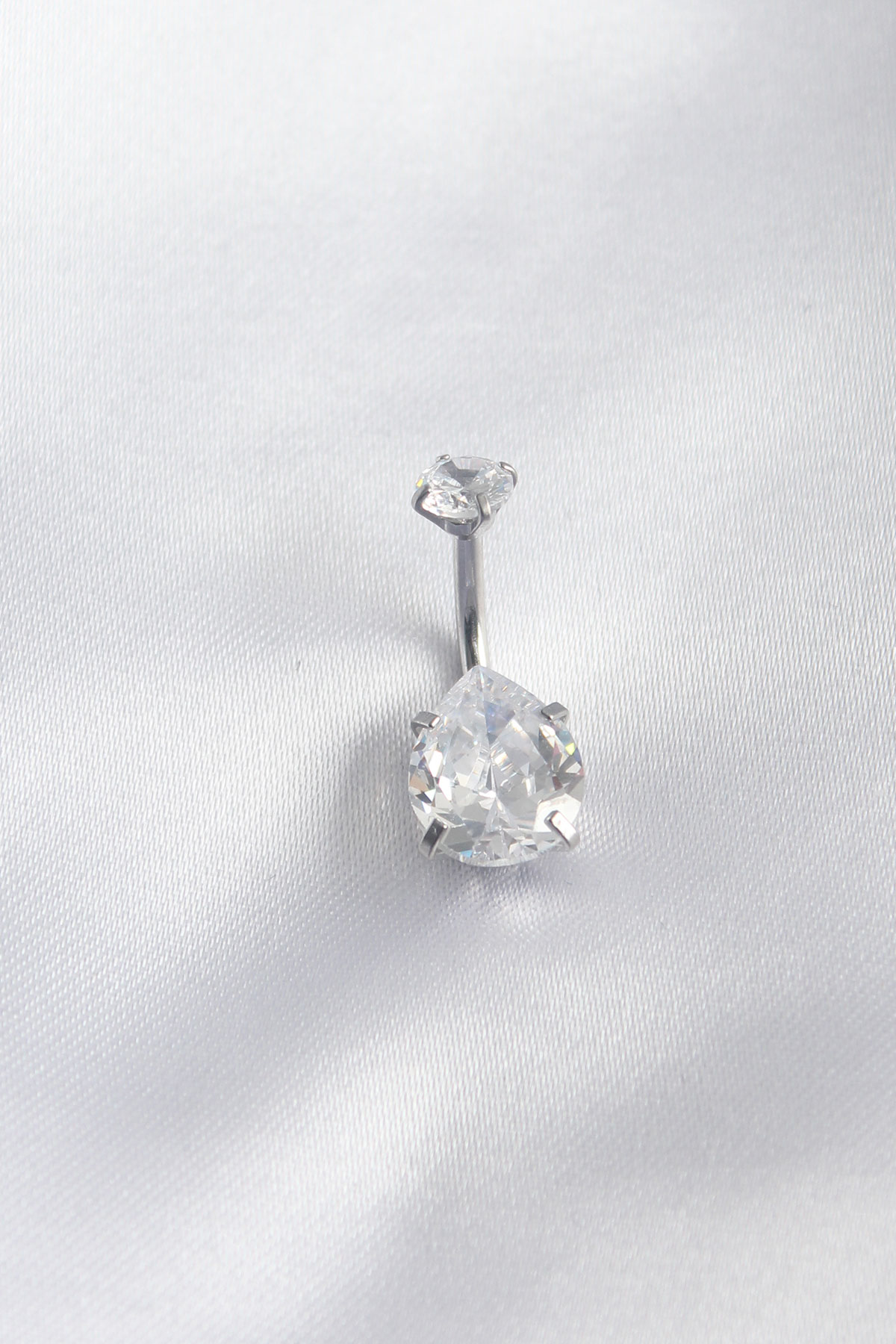 316L Cerrahi Çelik Zirkon Taşlı Damla Model Kadın Piercing